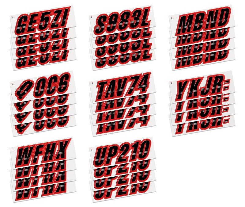 STIFFIE Techtron Black/Red 3" Boat & PWC Registration Decals â€¢ Numbers Letters Stickers - Image 4
